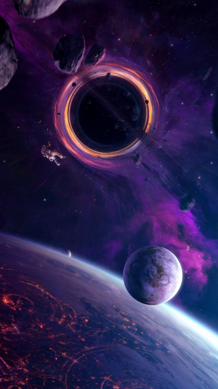 Обои космическая эстетика космоса, черная дыра, космическое пространство, эстетика, Галактика в разрешении 750x1334