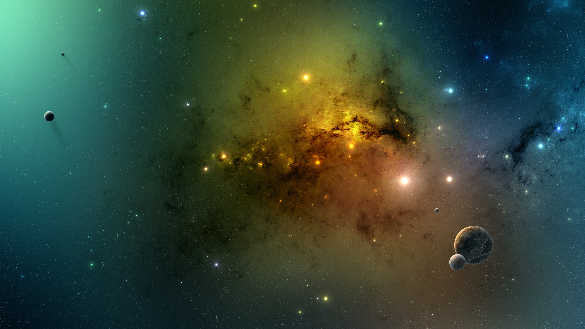Обои космическое пространство, туманность, Галактика, вода, монахиня в разрешении 1920x1080