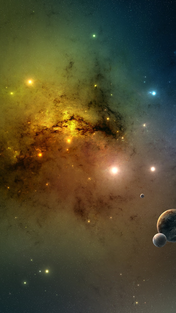 Обои космическое пространство, туманность, Галактика, вода, монахиня в разрешении 720x1280