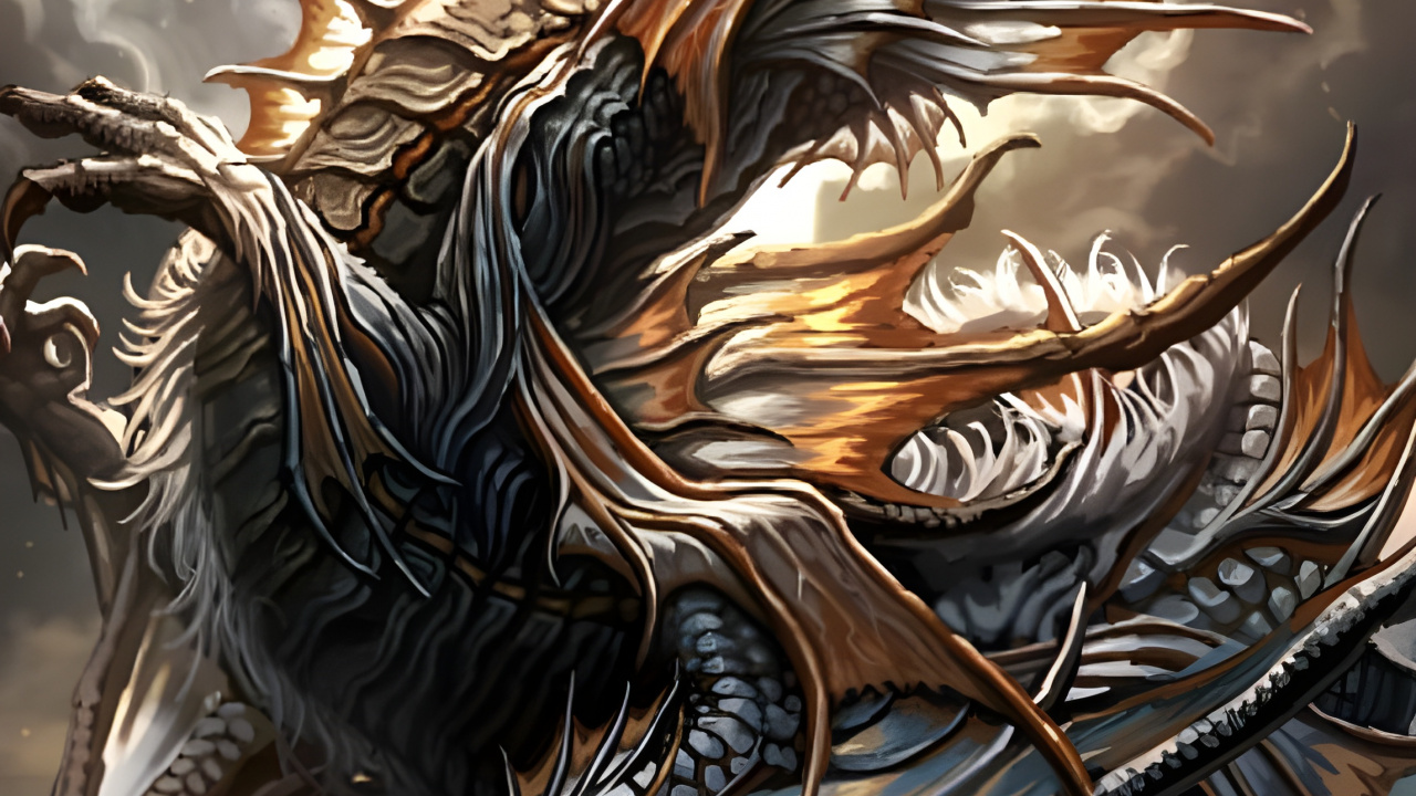 Обои фэнтезийные мифические драконы, дракон, легендарное существо, арт, живопись в разрешении 1280x720