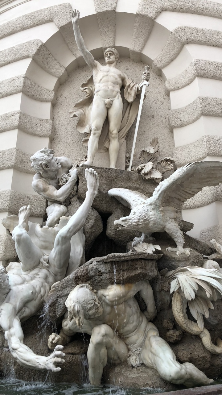 Обои Хофбург, испанская школа верховой езды, Michaelerplatz, власть на суше, сила на море - рудольф вейр в разрешении 720x1280