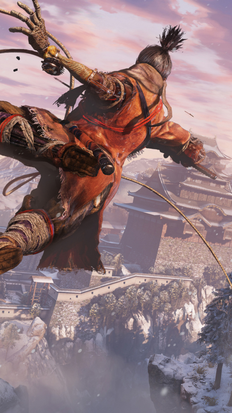 Обои Sekiro: Shadows Die Twice, playstation 4, компьютерная игра, мифология, иллюстрация в разрешении 750x1334