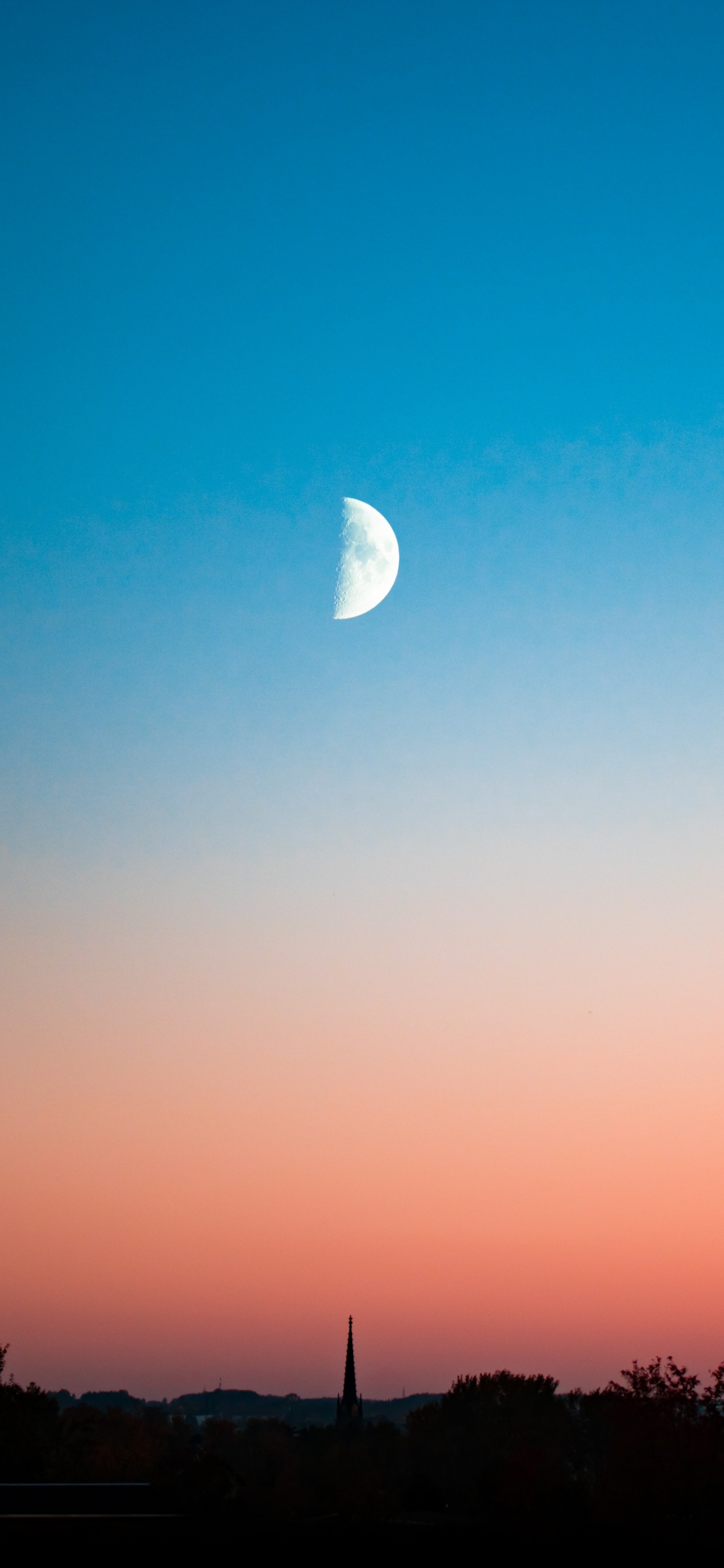 Обои луна, вечер, закат, облако, горизонт в разрешении 1242x2688