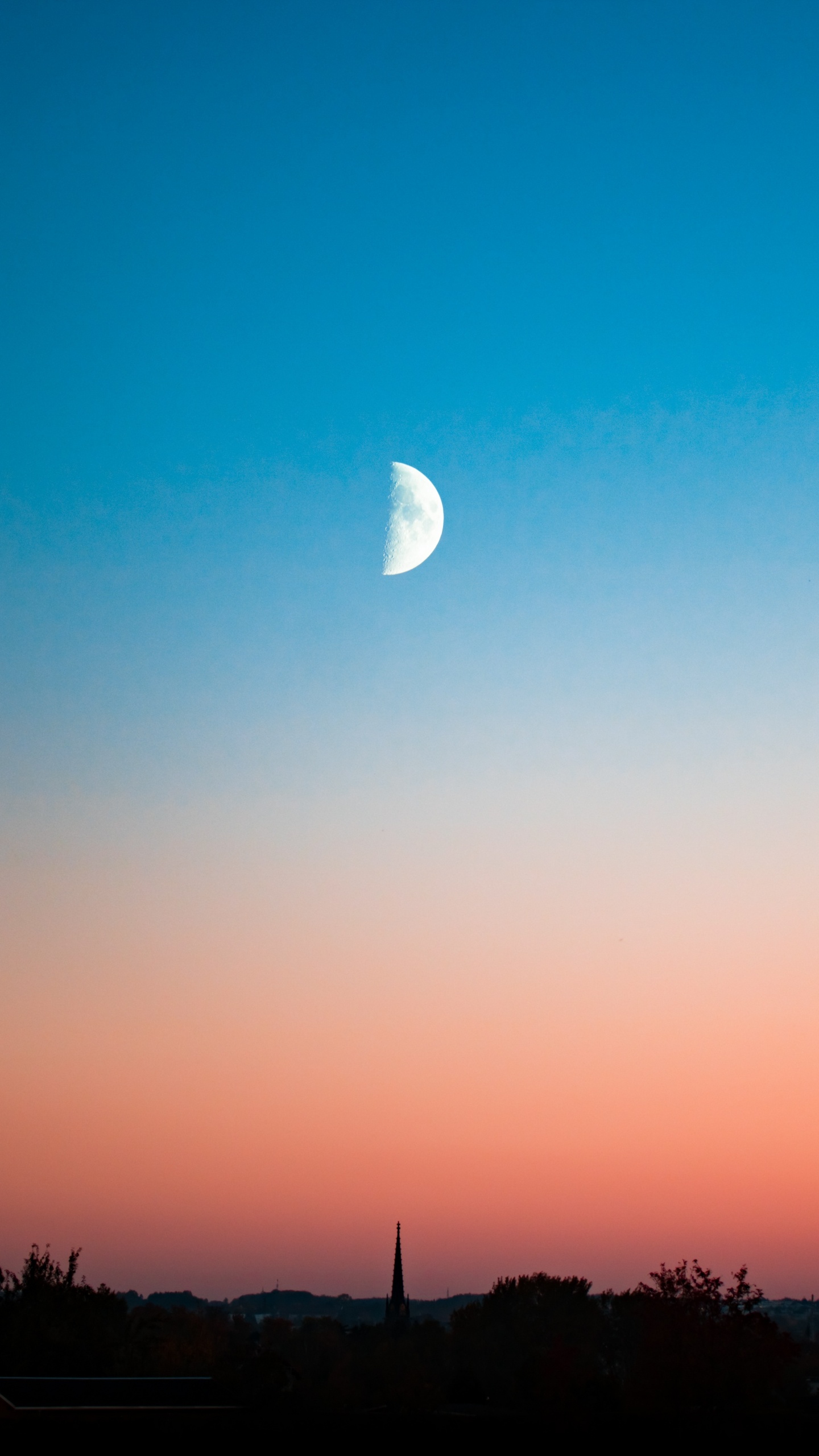 Обои луна, вечер, закат, облако, горизонт в разрешении 1440x2560