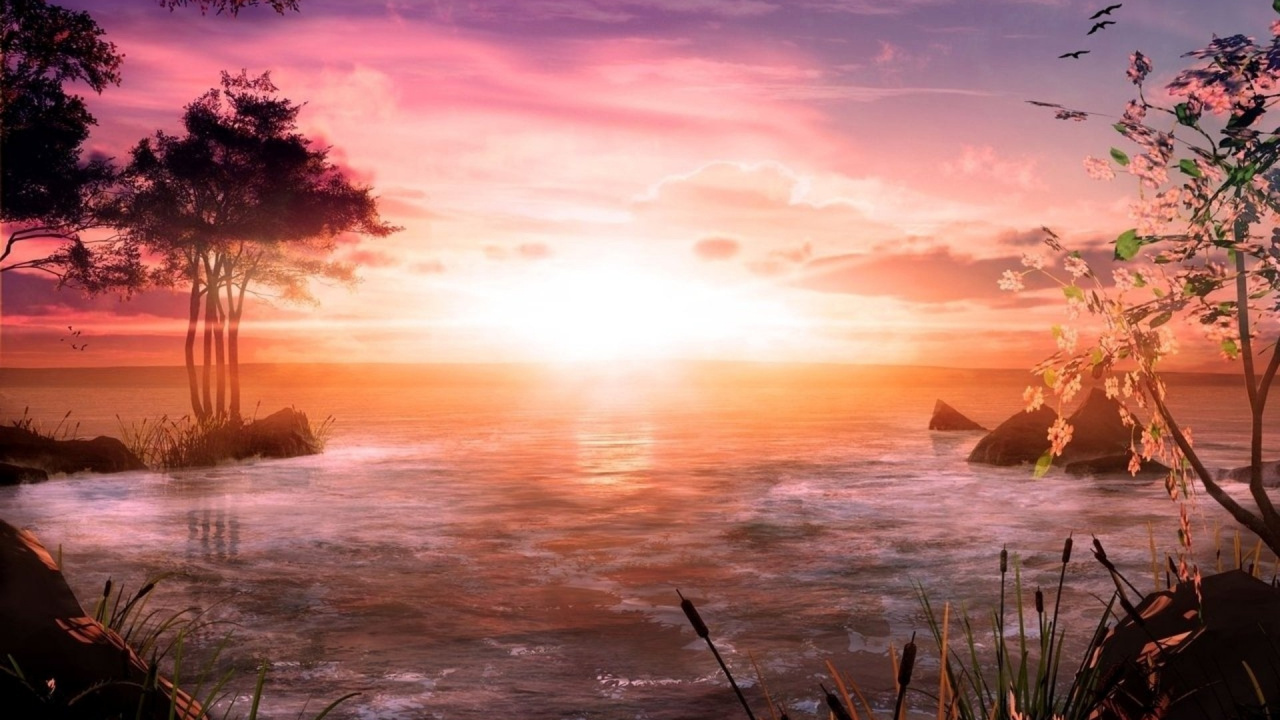 Обои закат, восход солнца, утро, горизонт, послесвечение в разрешении 1280x720