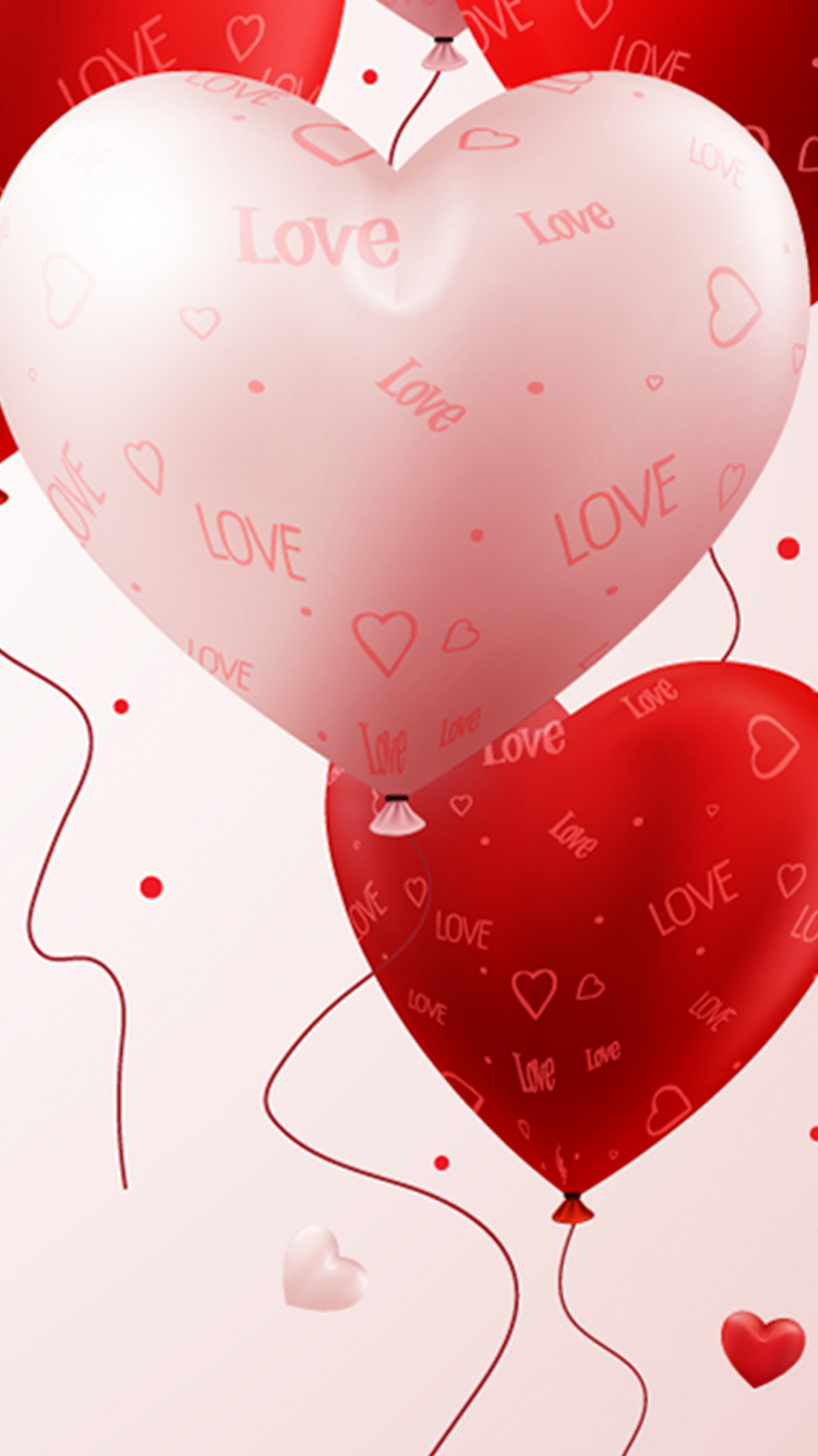 Обои День Святого Валентина, сердце, красный цвет, воздушный шарик, любовь в разрешении 750x1334