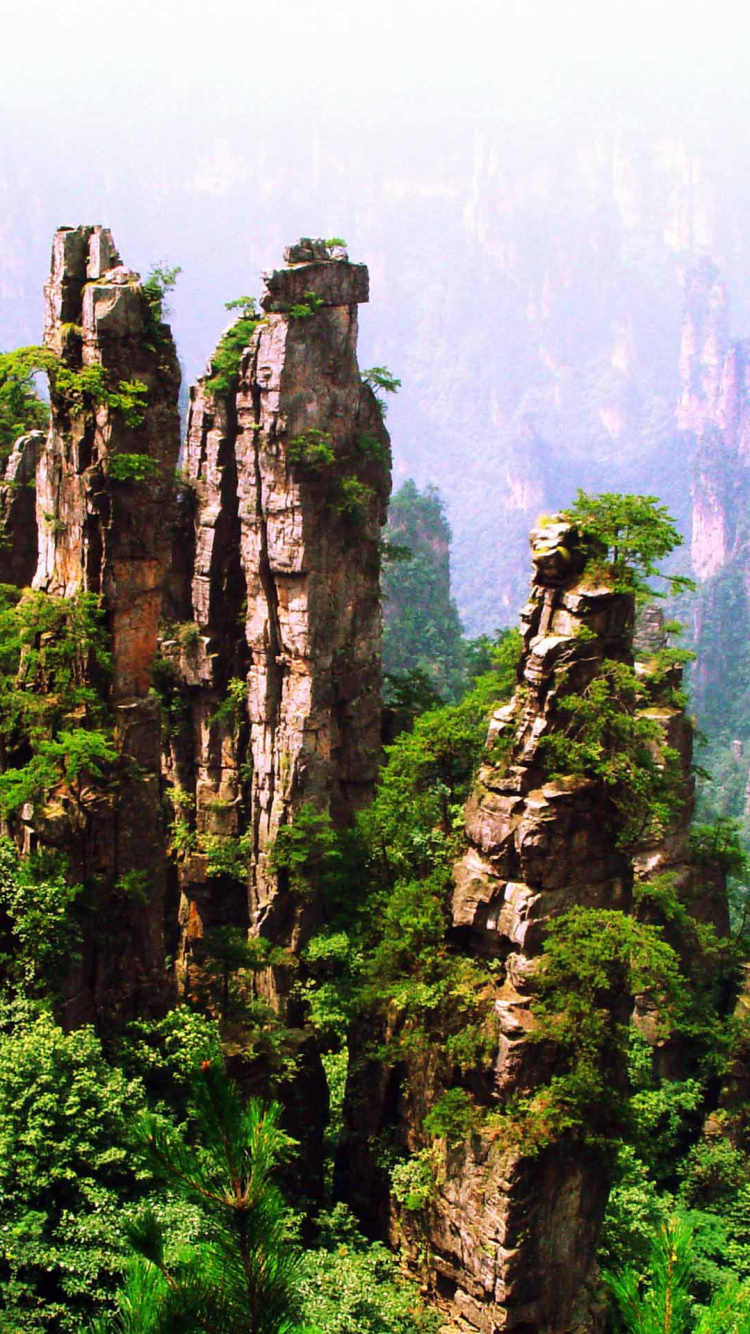 Обои Чжанцзяцзе, Yangjiajie Живописный Район, Suoxi Долине, национальный парк, Гора Тяньмэнь в разрешении 750x1334