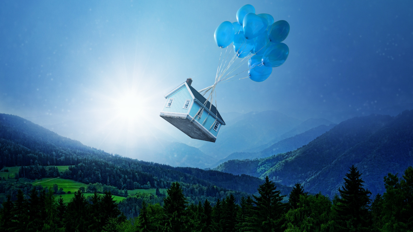 Обои горная станция, воздушный шар, облако, Альпы, Хаус в разрешении 1366x768