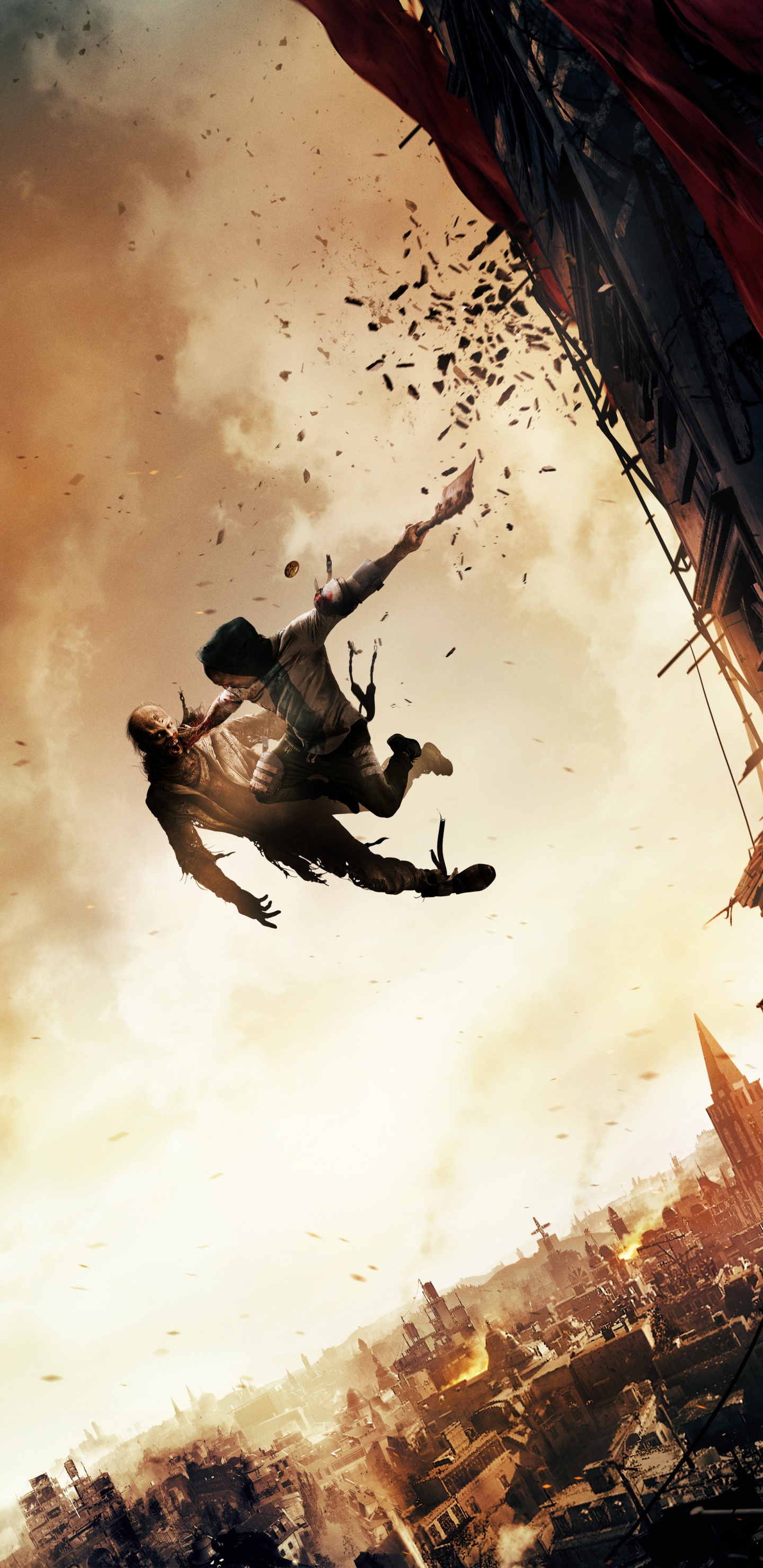 Обои умирающий свет 2 останься человеком, Умирающий Свет, Эйден Колдуэлл, Техландия, зомби в разрешении 1440x2960