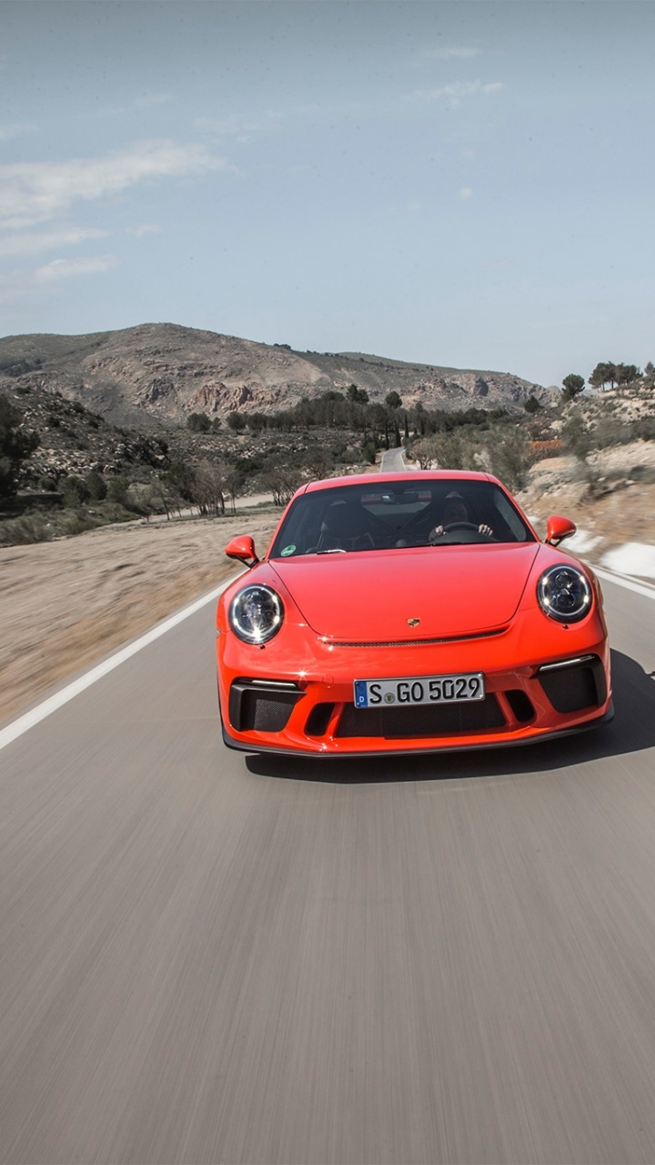 Обои Порше, авто, спорткар, Порше 911 ГТ3 2018, дорога в разрешении 720x1280