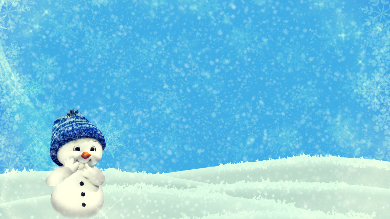 Обои Снеговик, Рождественский день, снег, зима, замораживание в разрешении 1366x768