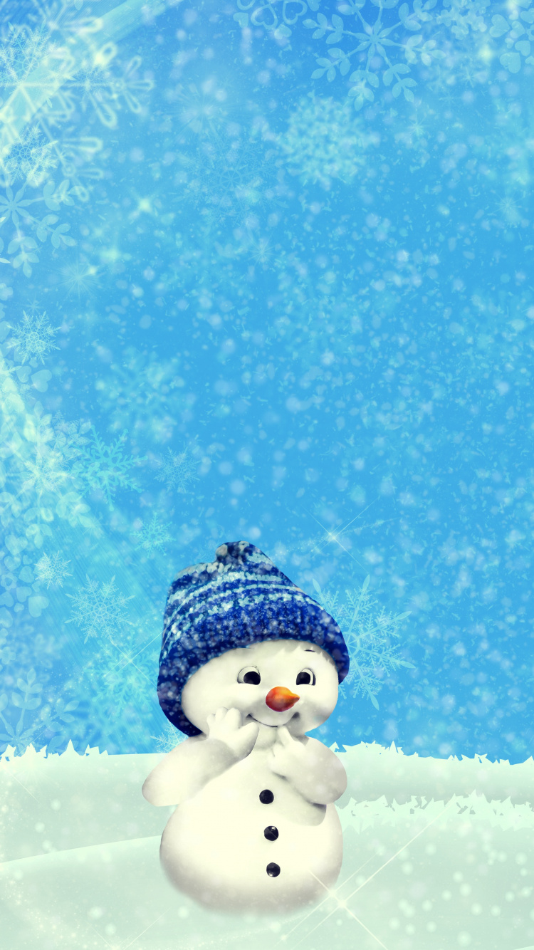 Обои Снеговик, Рождественский день, снег, зима, замораживание в разрешении 750x1334