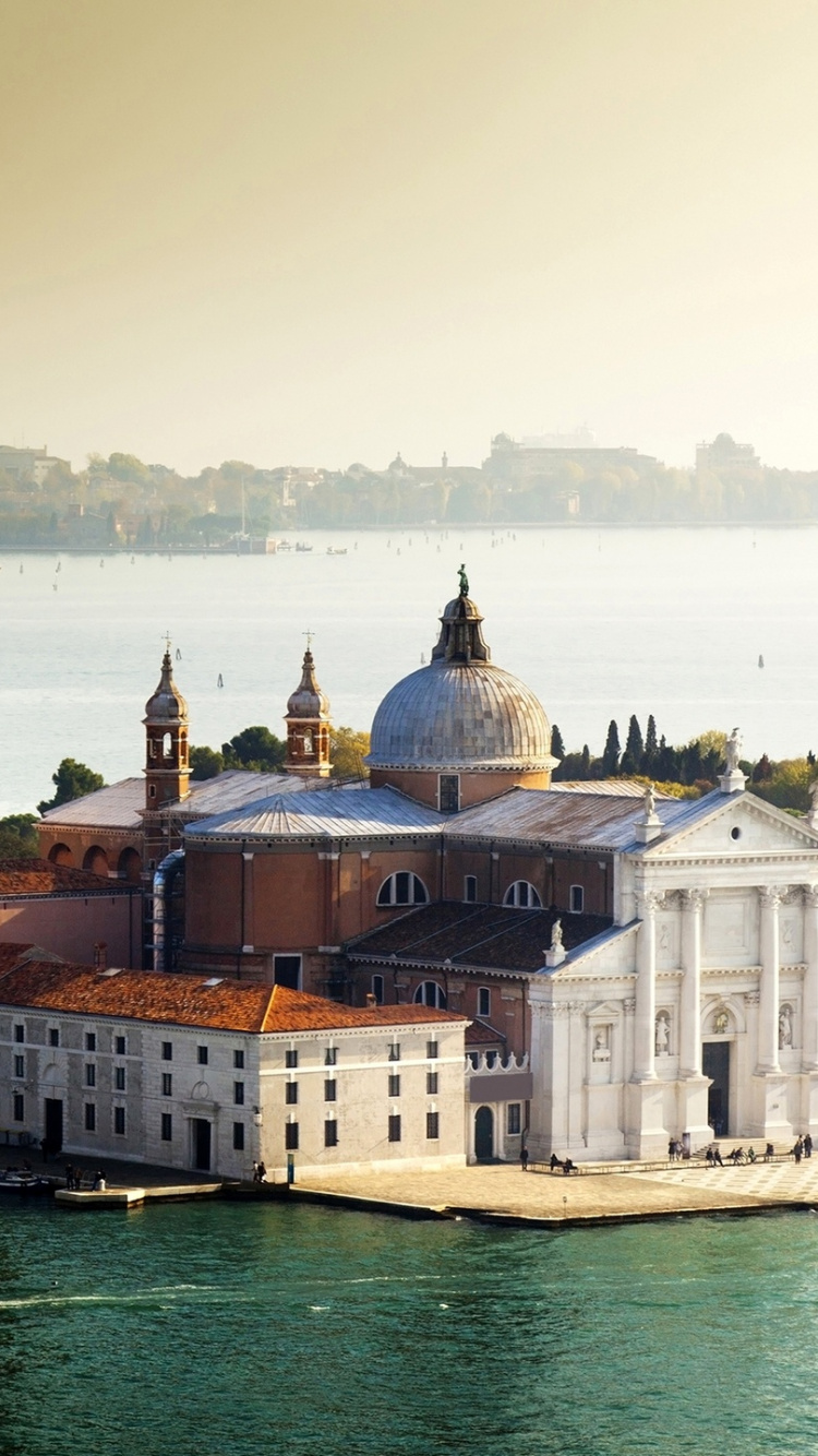 Обои Церковь Сан Джорджо Маджоре, Гранд-канал, водный путь, город, здание в разрешении 750x1334