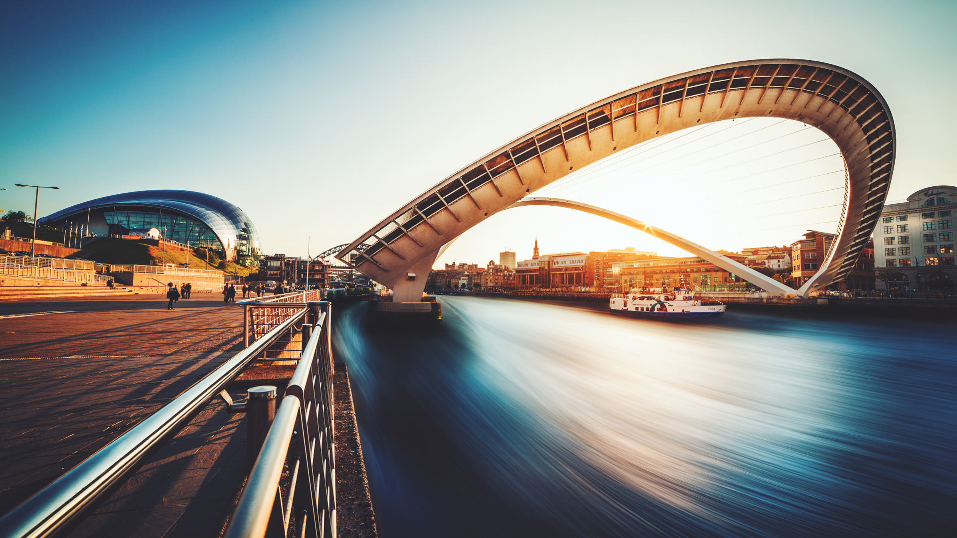 Обои Мост Тысячелетия В Гейтсхеде, мост, Река Тайн, арочный мостик, ориентир в разрешении 1920x1080