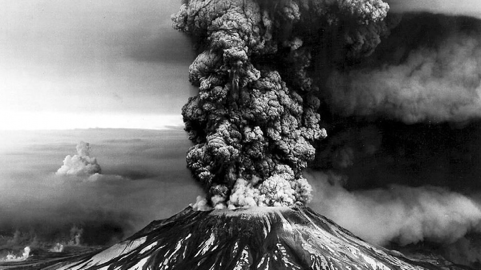 Обои гора Сент-Хеленс 1980, Извержение 1980 года горы Сент-Хеленс, вулкан, типы вулканических извержений, вулканического рельефа в разрешении 1920x1080