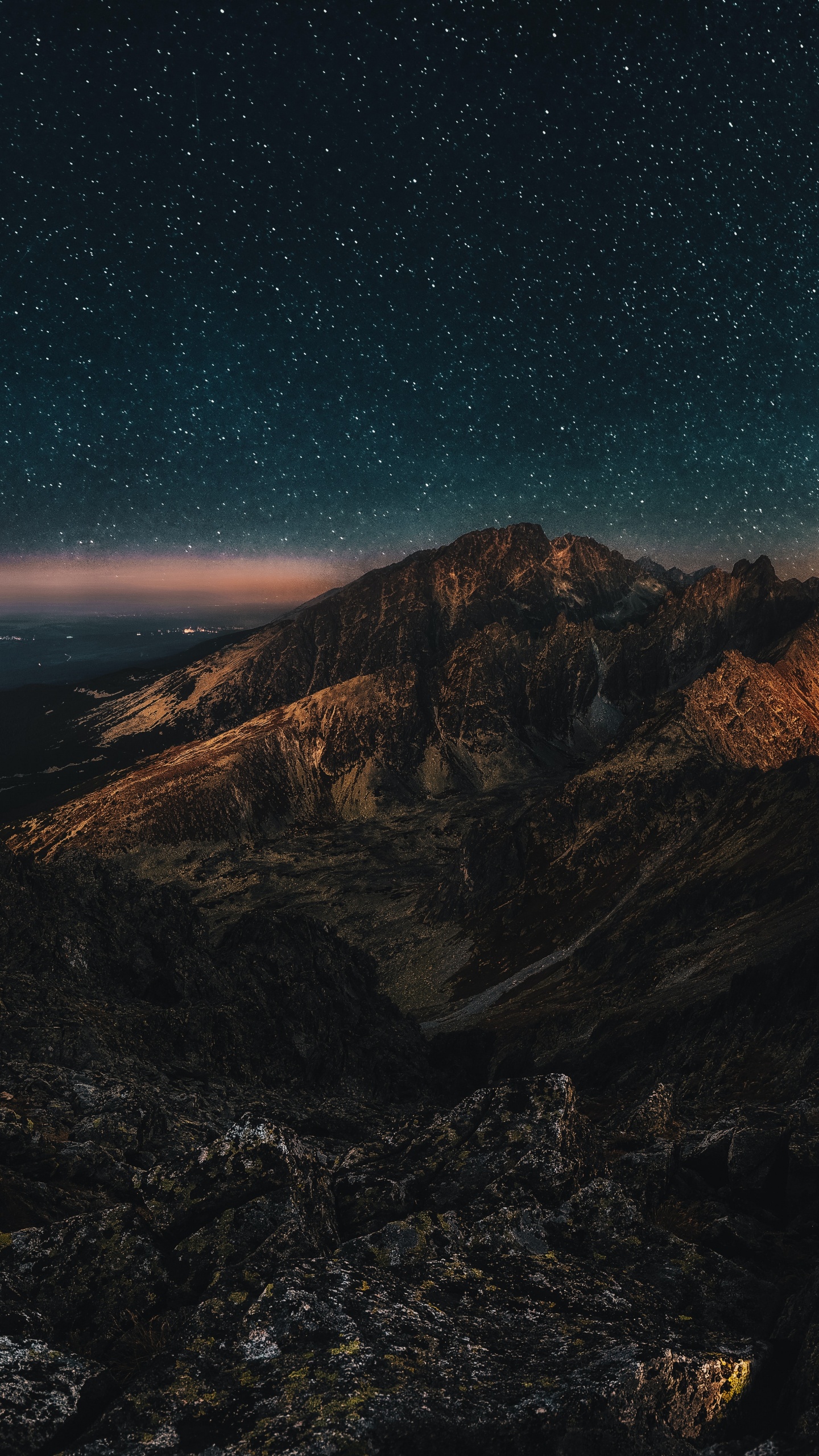 Обои природа, атмосфера, природный ландшафт, гора, астрономический объект в разрешении 1440x2560