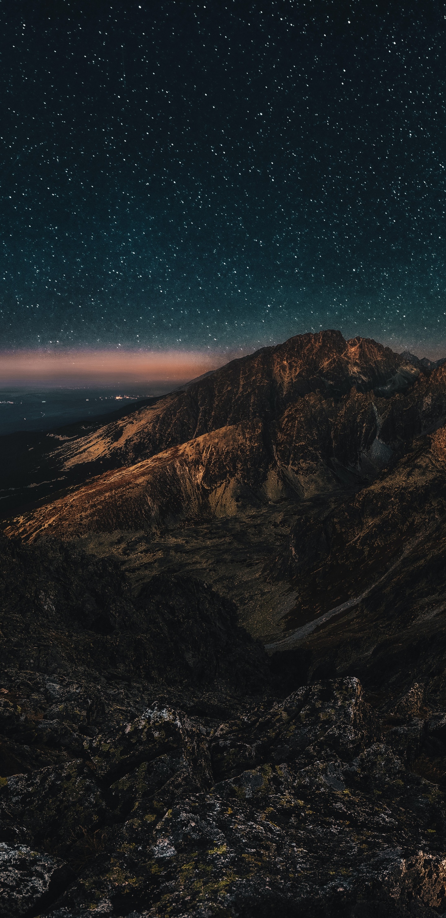 Обои природа, атмосфера, природный ландшафт, гора, астрономический объект в разрешении 1440x2960