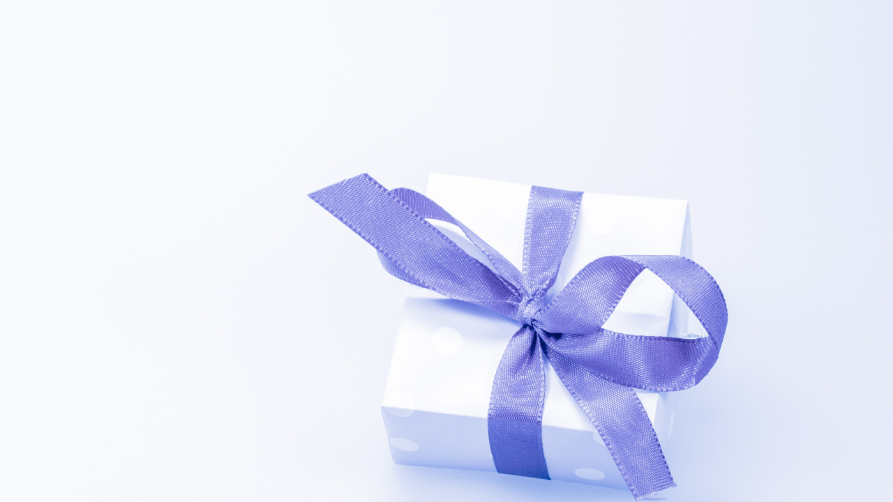 Обои подарок, подарочная карта, подарочная упаковка, лента, синий в разрешении 1280x720