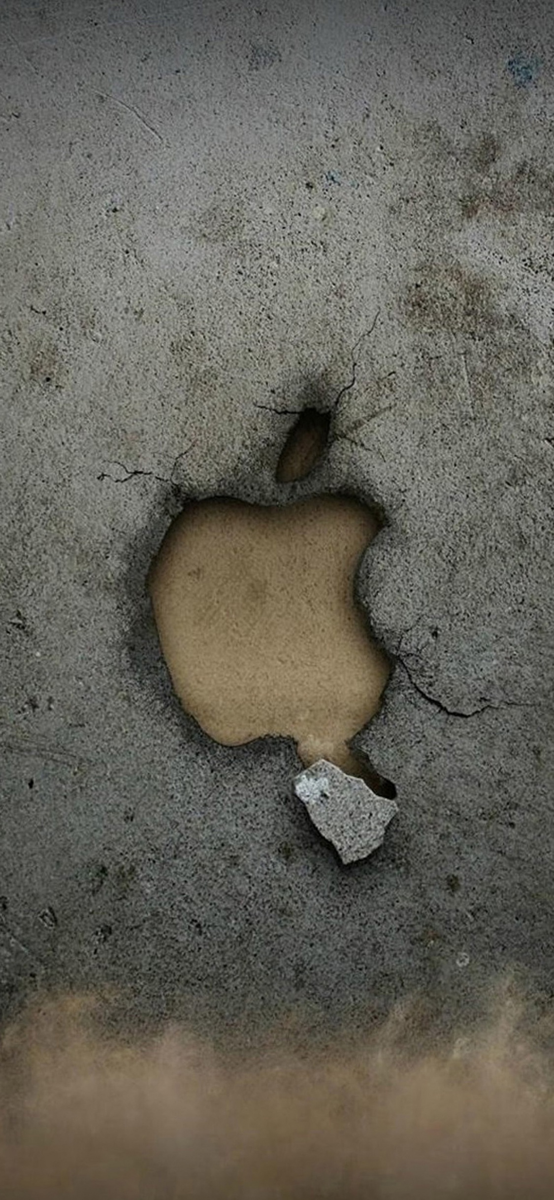 Обои apple, стена, песок, почва, рок в разрешении 1125x2436