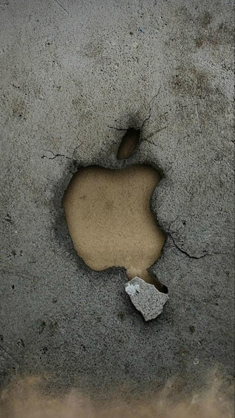 Обои apple, стена, песок, почва, рок в разрешении 750x1334