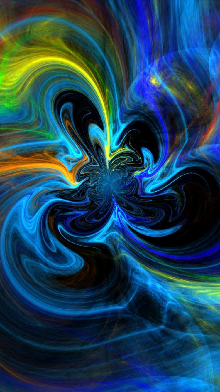 Обои фрактальное искусство, арт, вихрь, психоделическое искусство, свет в разрешении 750x1334