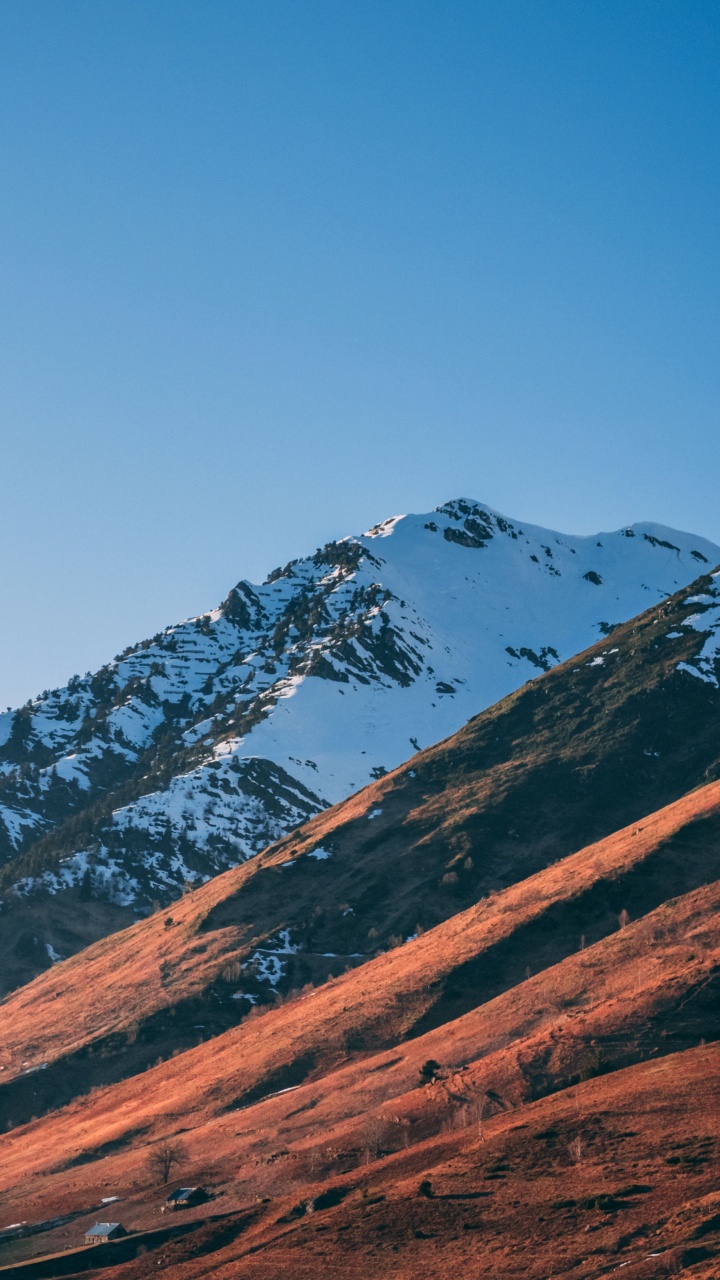 Обои снег, природа, гора, пейзаж, горный хребет в разрешении 720x1280