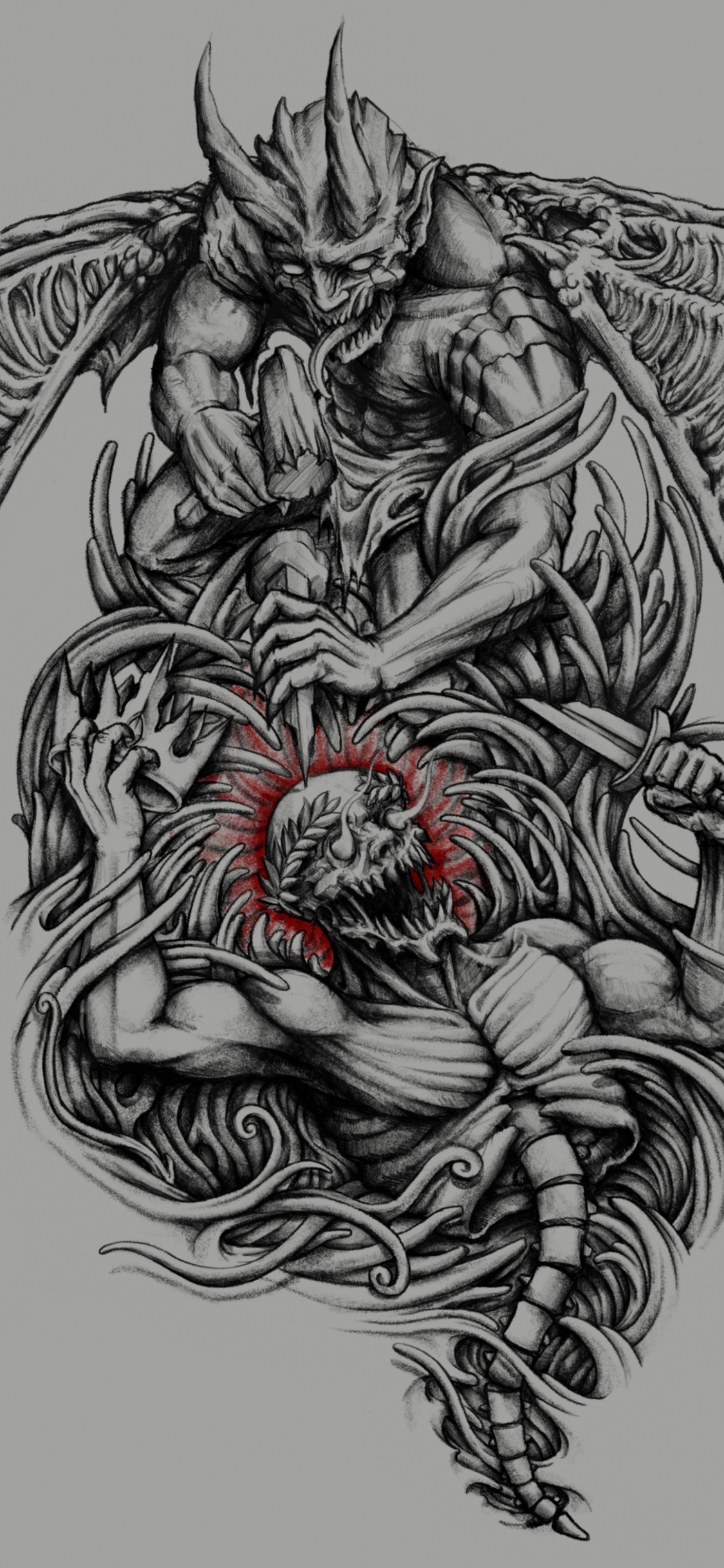 Обои мифическое существо, визуальное искусство, тигр, дизайн, жест в разрешении 1125x2436