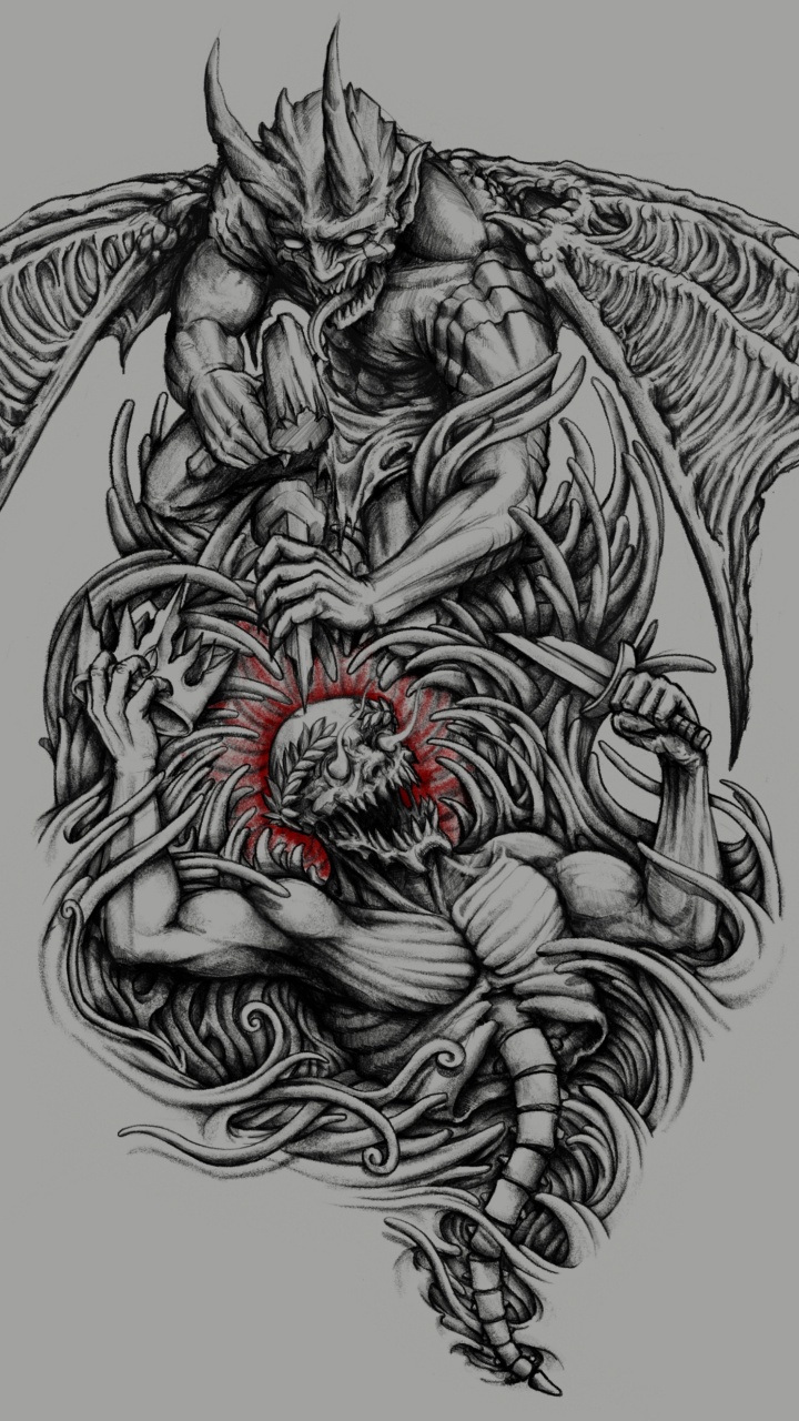 Обои мифическое существо, визуальное искусство, тигр, дизайн, жест в разрешении 720x1280