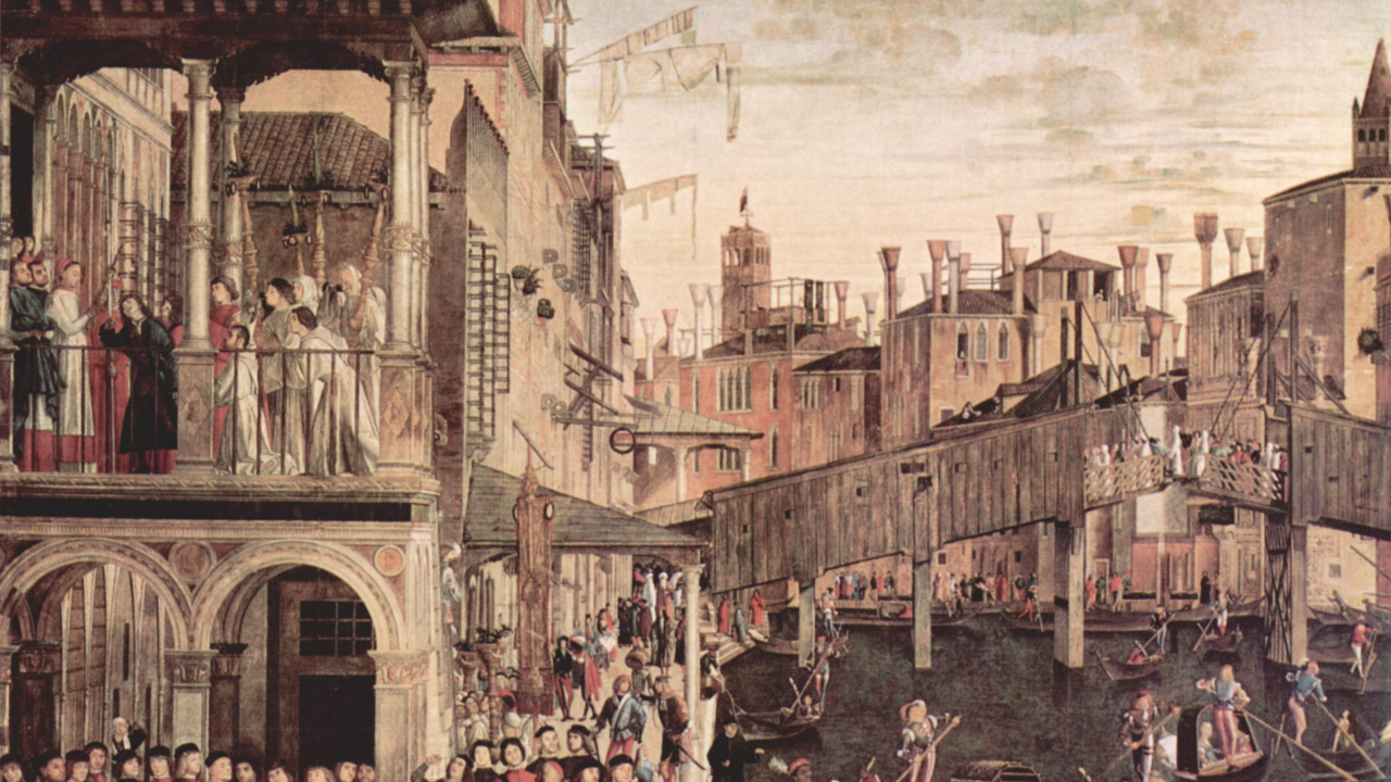 Обои художник, живопись, история, водный путь, паломник в разрешении 1280x720