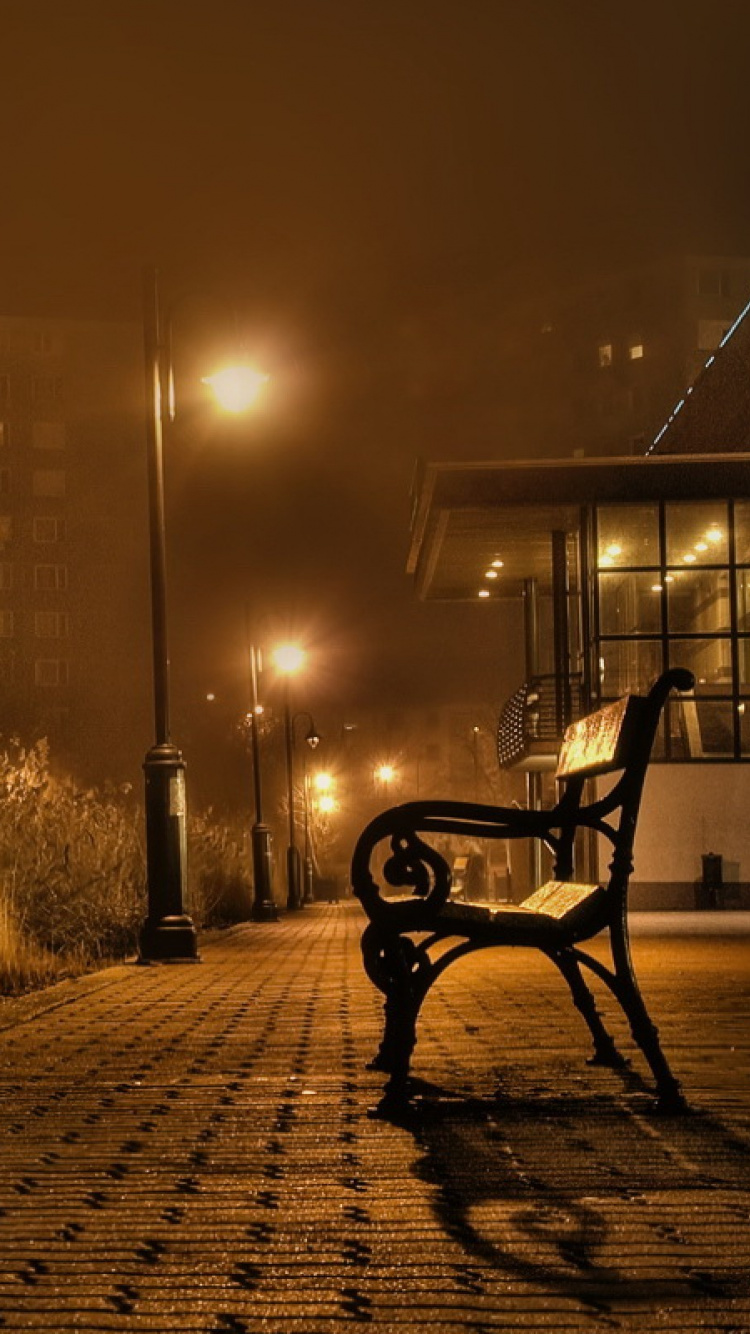 Обои ночь, уличный фонарь, городской район, свет, освещение в разрешении 750x1334