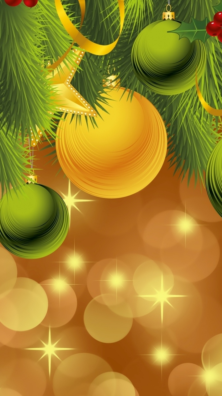 Обои Рождественский день, Новый год, рождественский орнамент, праздник, зеленый в разрешении 720x1280