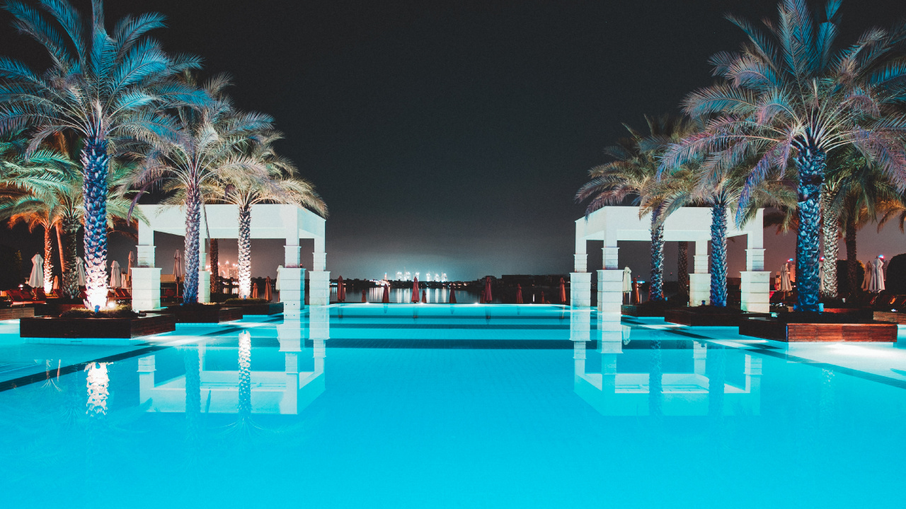 Обои Пальма, отпуск, досуг, прибежище, бирюза в разрешении 1280x720