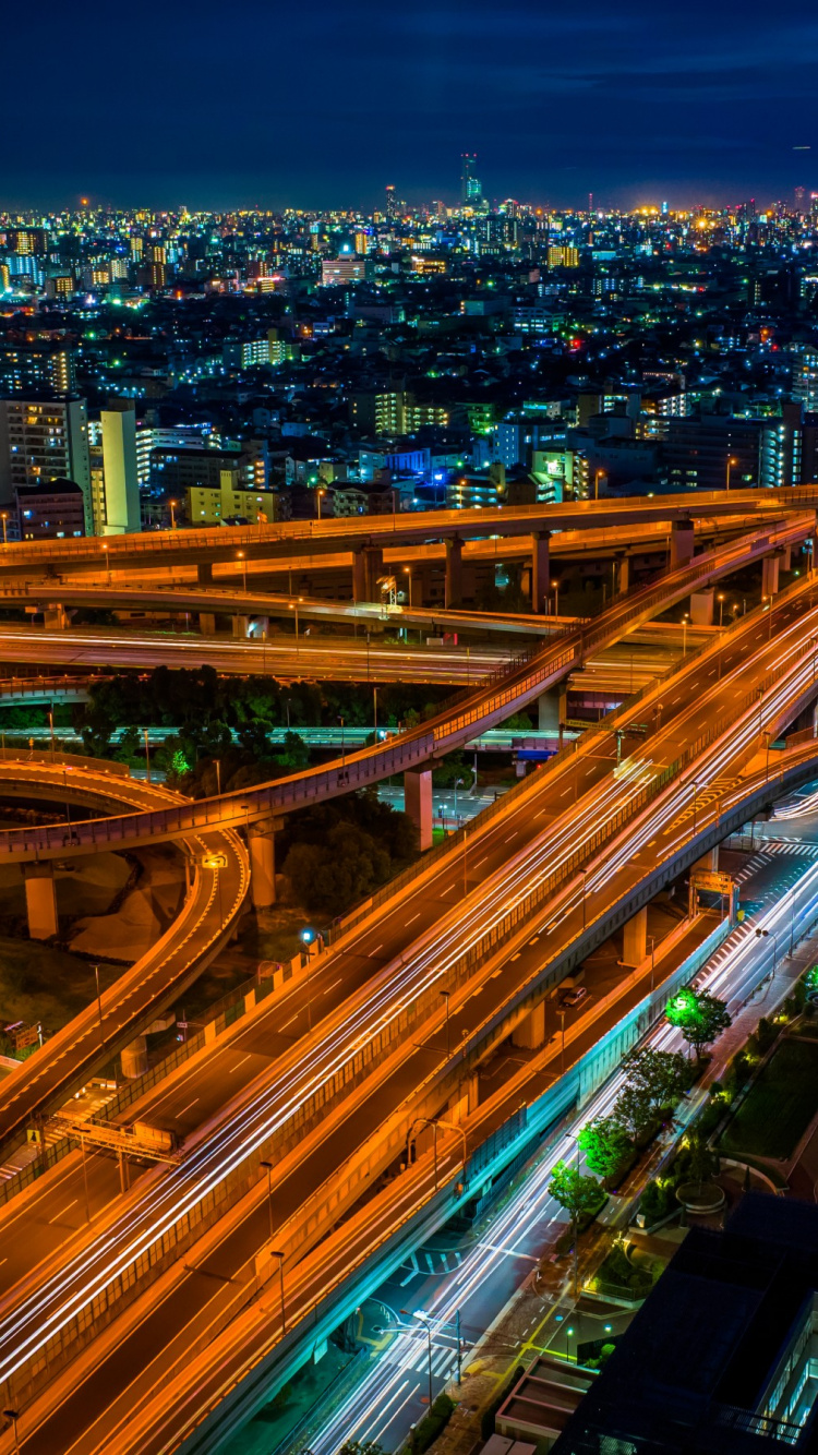 Обои городской пейзаж, городской район, магистраль, город, метрополия в разрешении 750x1334
