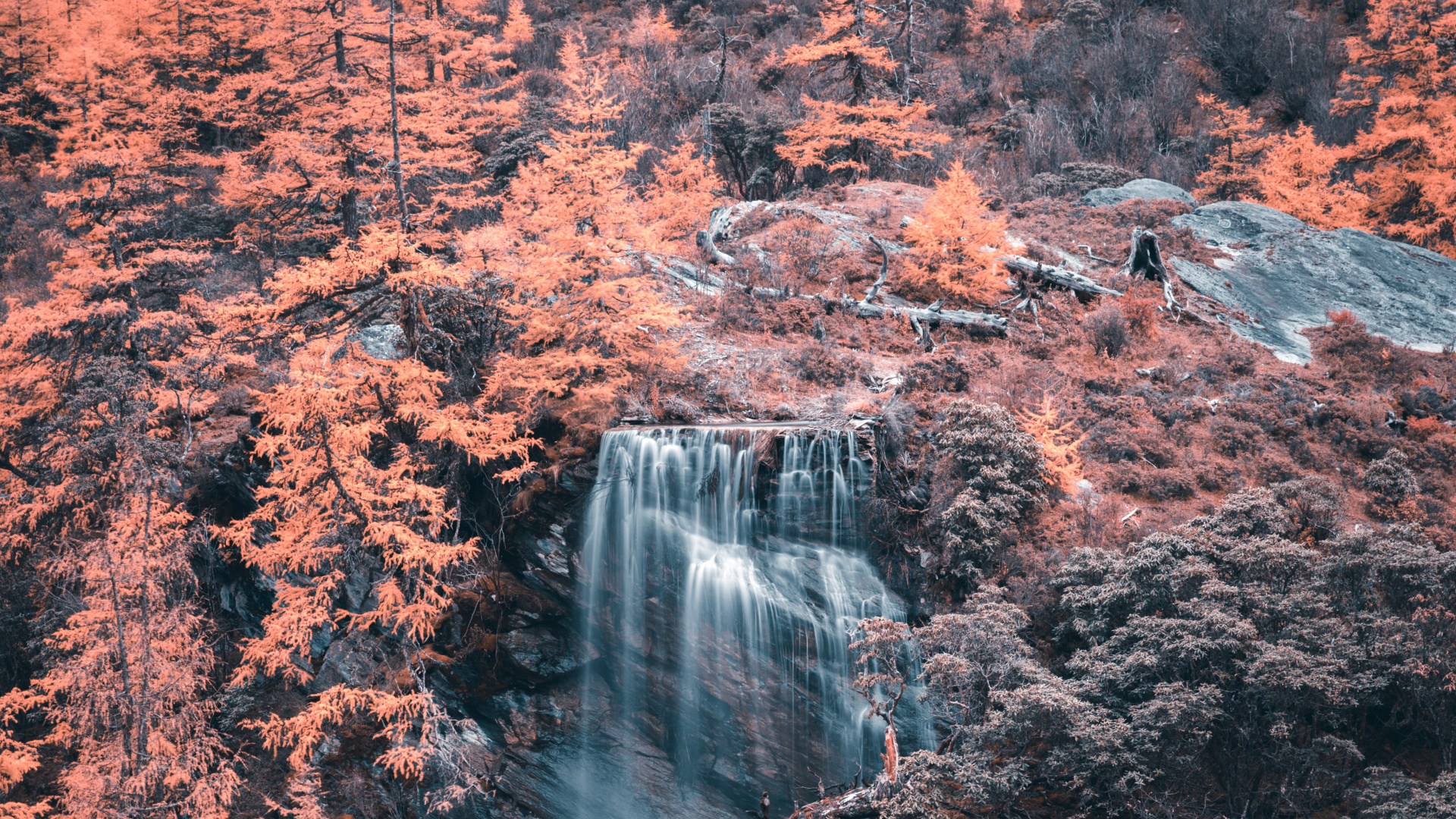 Обои водопад, водоем, вода, природа, природный ландшафт в разрешении 1920x1080