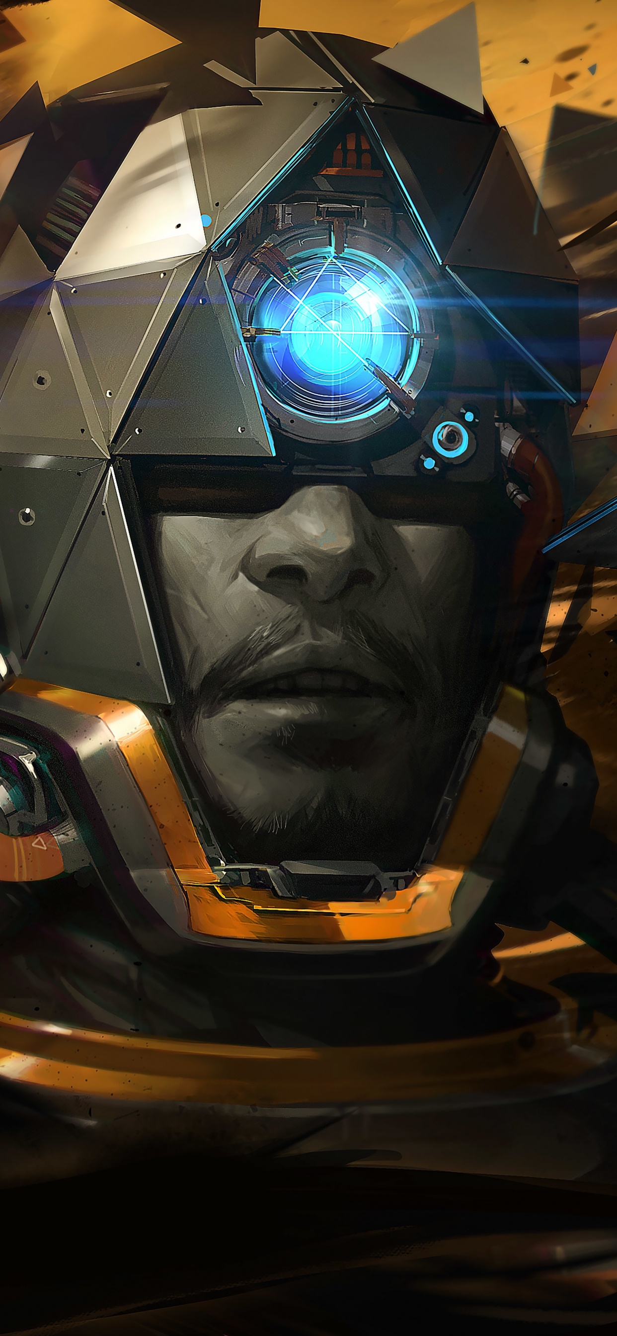 Обои концепт арт, Котейку, арт, шлем, темнота в разрешении 1242x2688