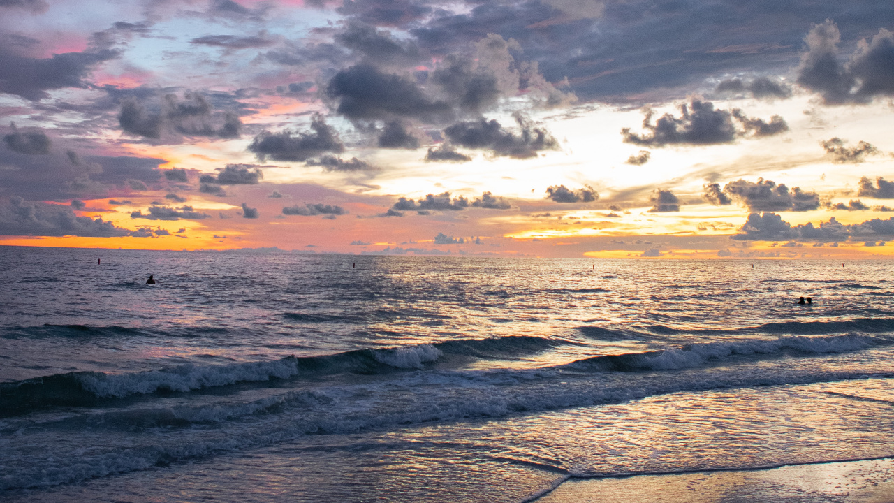 Обои море, горизонт, облако, океан, закат в разрешении 1280x720