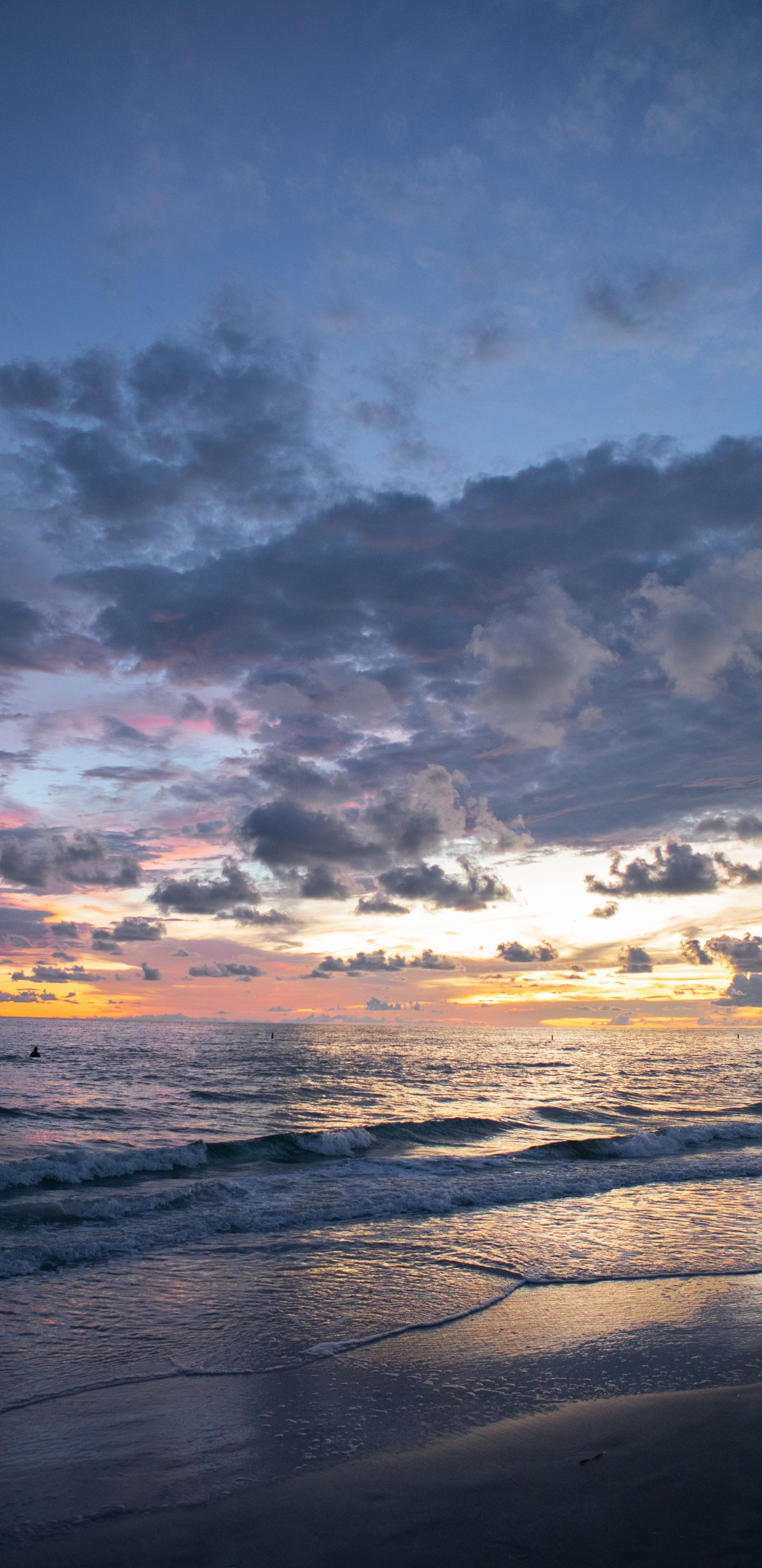 Обои море, горизонт, облако, океан, закат в разрешении 1440x2960