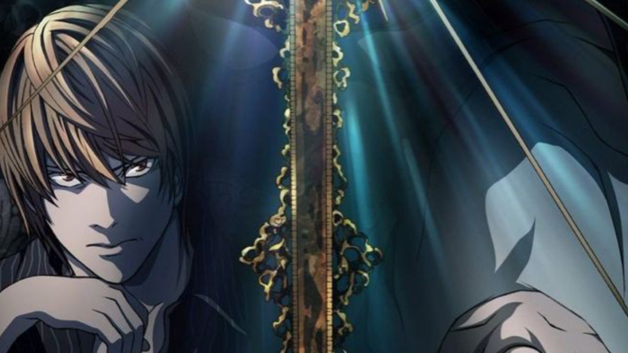 Обои постер с надписью «Тетрадь смерти», Ягами Лайт, рюк, тетрадь смерти, постер в разрешении 1280x720