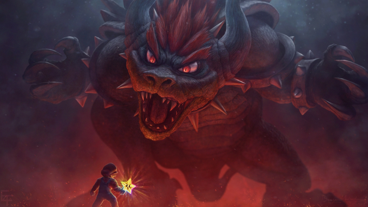 Обои Марио Художника, Марио, фан арт, арт, демон в разрешении 1280x720