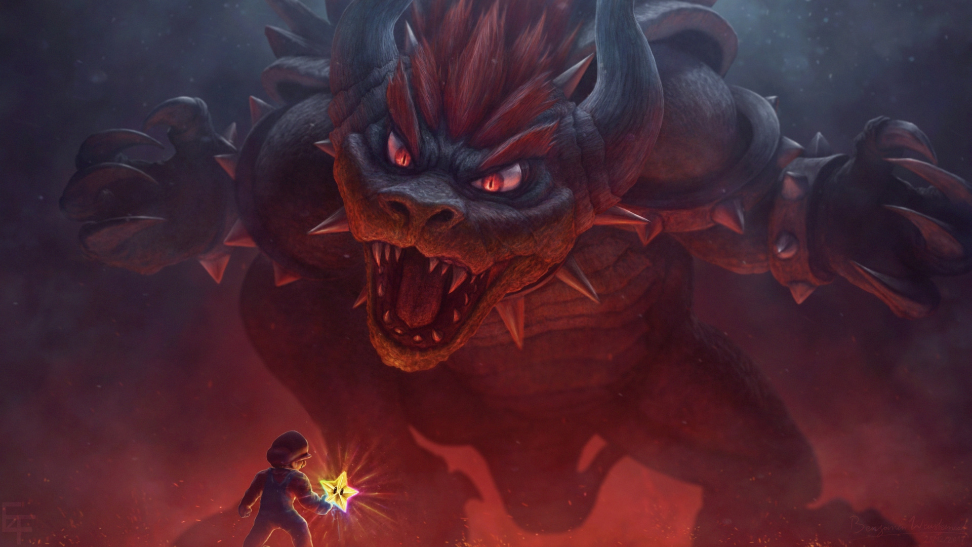 Обои Марио Художника, Марио, фан арт, арт, демон в разрешении 1920x1080