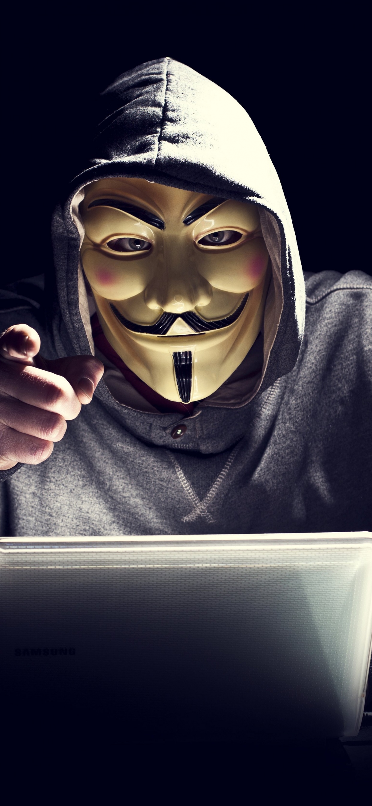 Обои хакер, Хакер безопасности, голова, иллюстрация, улыбка в разрешении 1242x2688