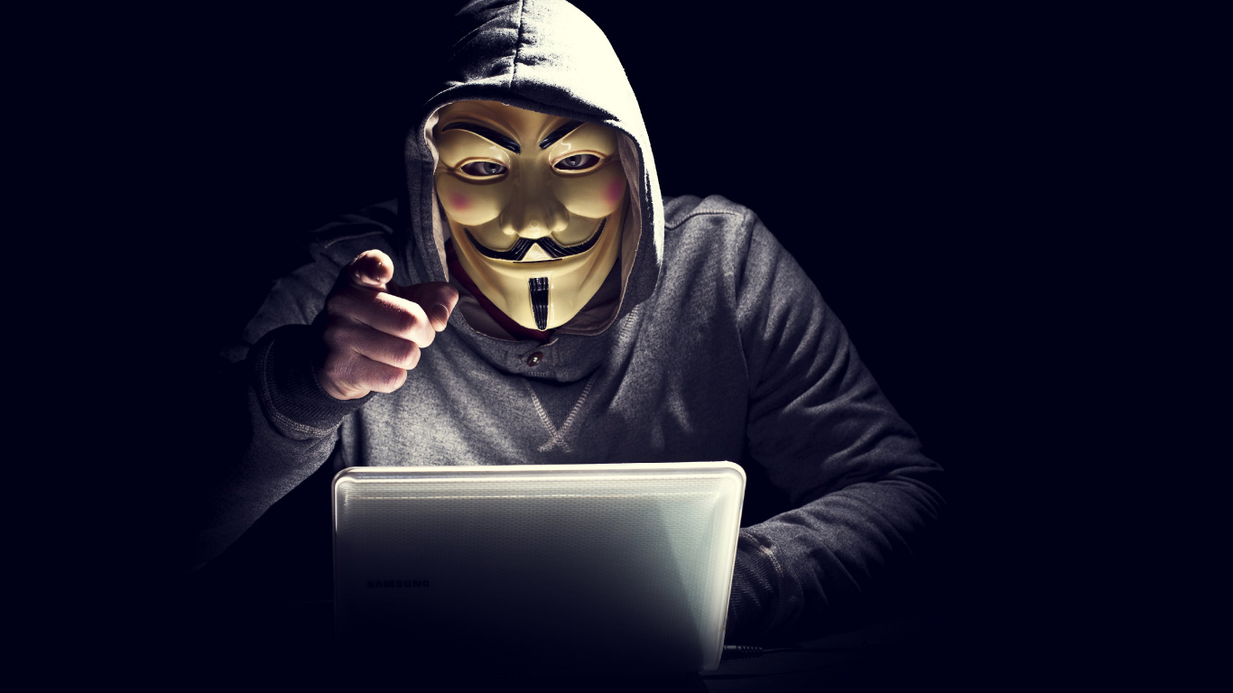 Обои хакер, Хакер безопасности, голова, иллюстрация, улыбка в разрешении 1366x768