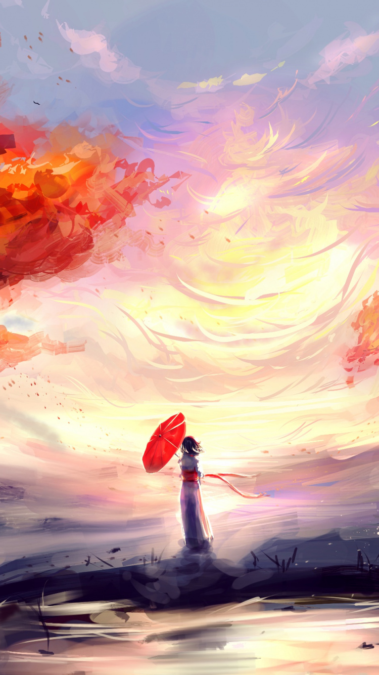 Обои живопись, цифровое искусство, акварельные краски, акриловая краска, арт в разрешении 750x1334