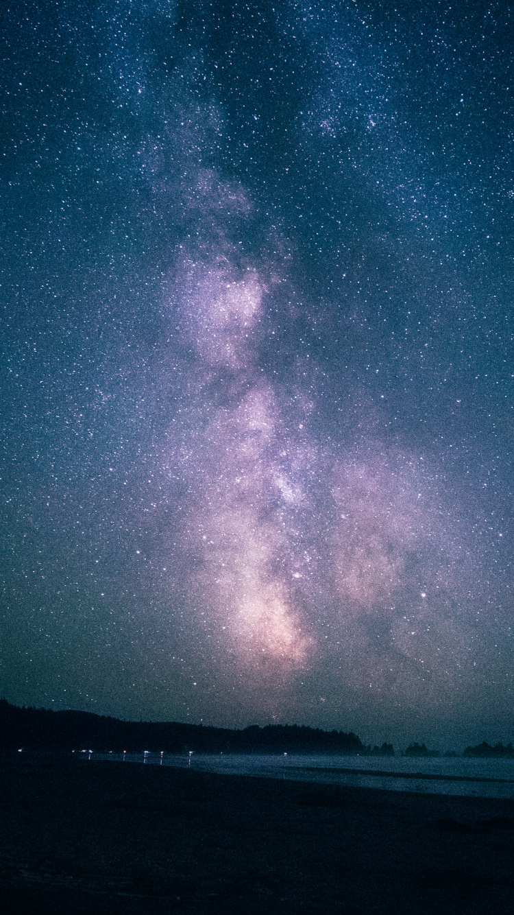 Обои Млечный Путь, ночное небо, ночь, атмосфера, звезда в разрешении 750x1334