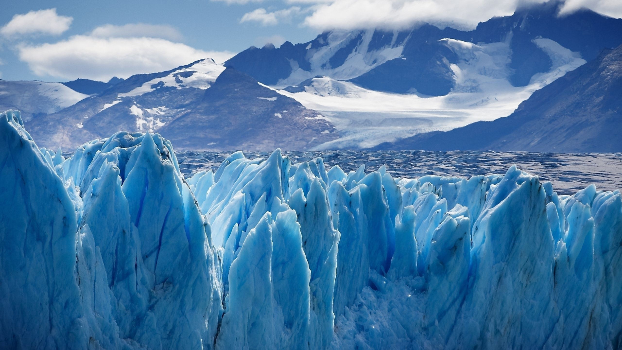 Обои ледник, лед, ледяная форма, полярные льды, айсберг в разрешении 1280x720