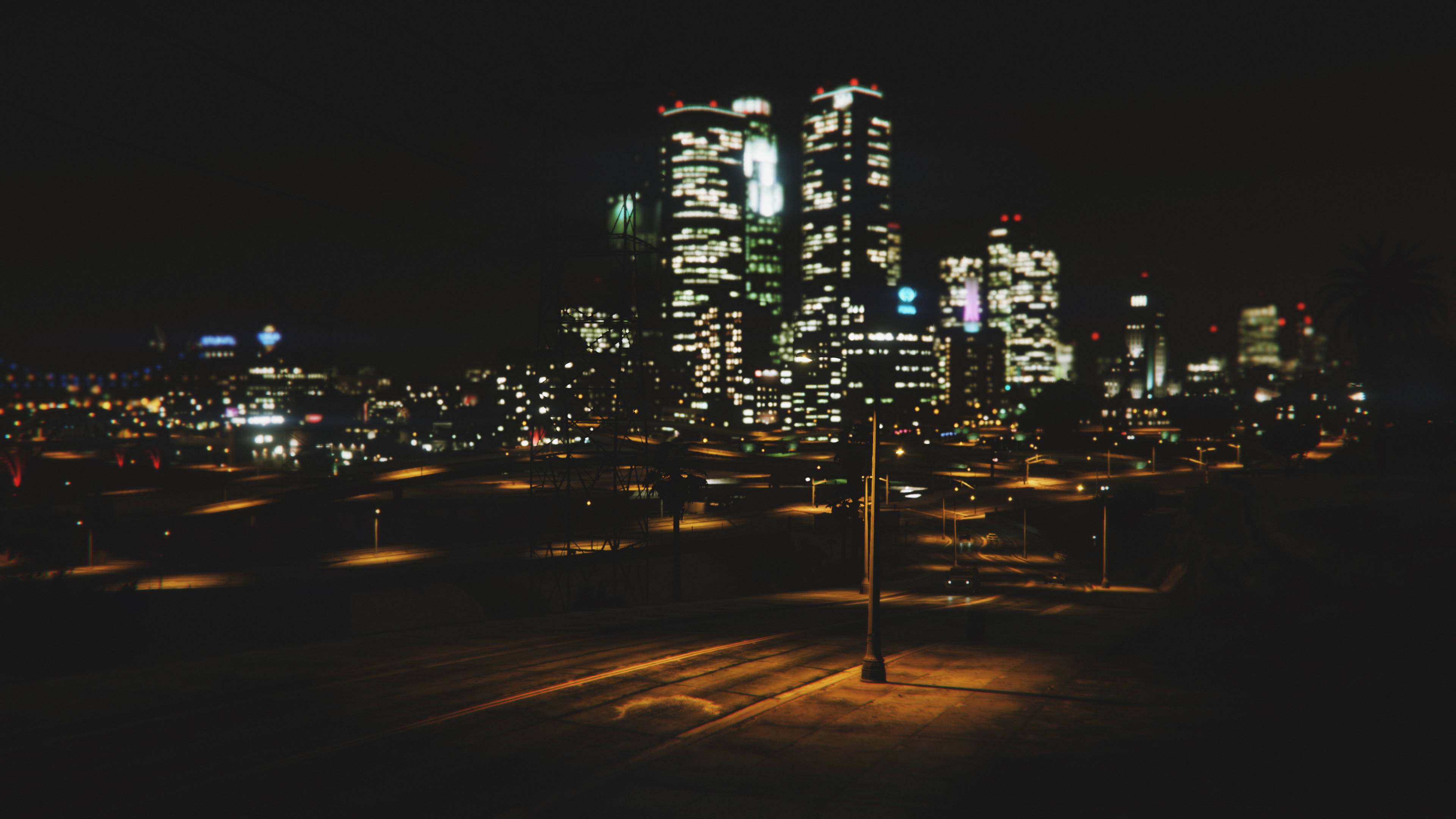 Обои grand theft auto v, gta vice city, городской район, город, ночь в разрешении 3840x2160