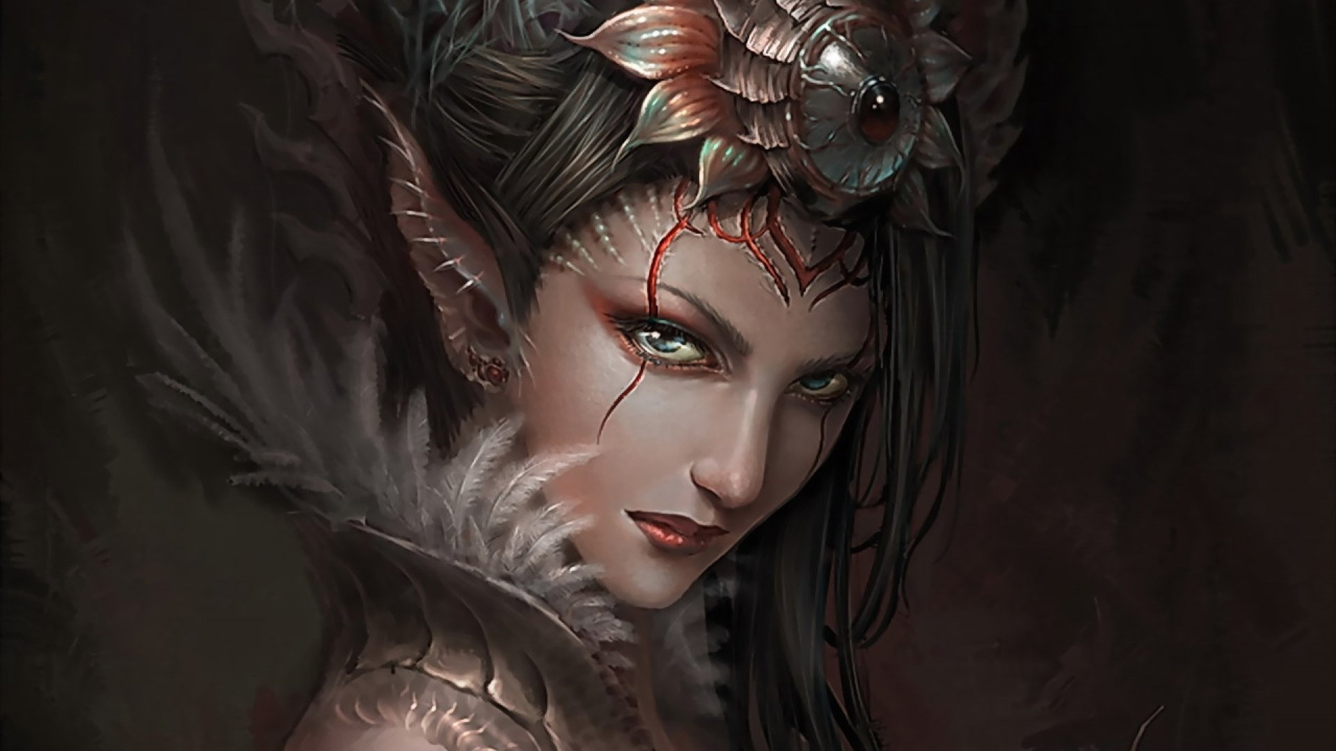 Обои фантастическое искусство, эльф, фэнтези, арт, темные фантазии в разрешении 1920x1080