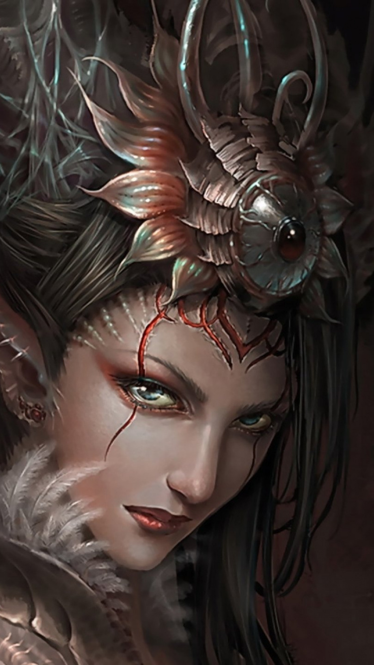 Обои фантастическое искусство, эльф, фэнтези, арт, темные фантазии в разрешении 750x1334