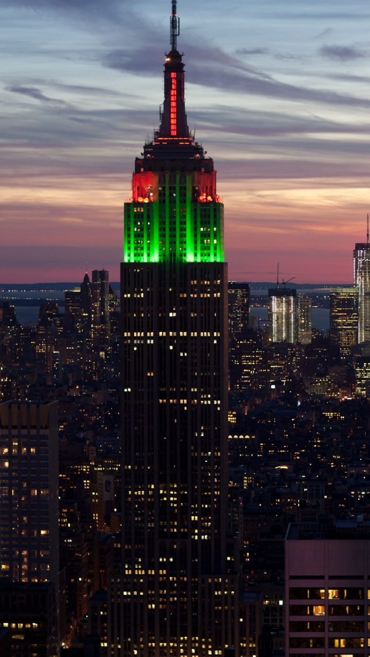 Обои Эмпайр Стейт Билдинг, небоскреб, город, городской пейзаж, городской район в разрешении 720x1280