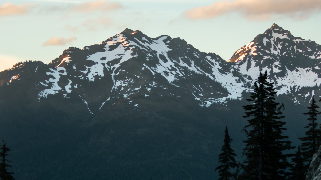 Обои природа, горный рельеф, гора, снег, горный хребет в разрешении 1366x768